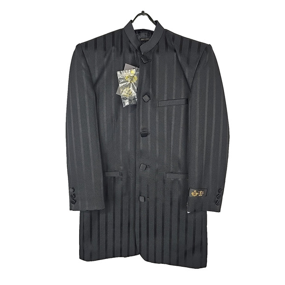 J. Vital Boys 2 PC Formal Dress Suit Black Pinstripe 12 x W27 - NWT - Picture 2 of 9